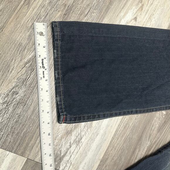 True Religion Dark Faded‎ Blue Mens 38 Distressed Straight Jeans Cybergrunge Y2K - Picture 11 of 12